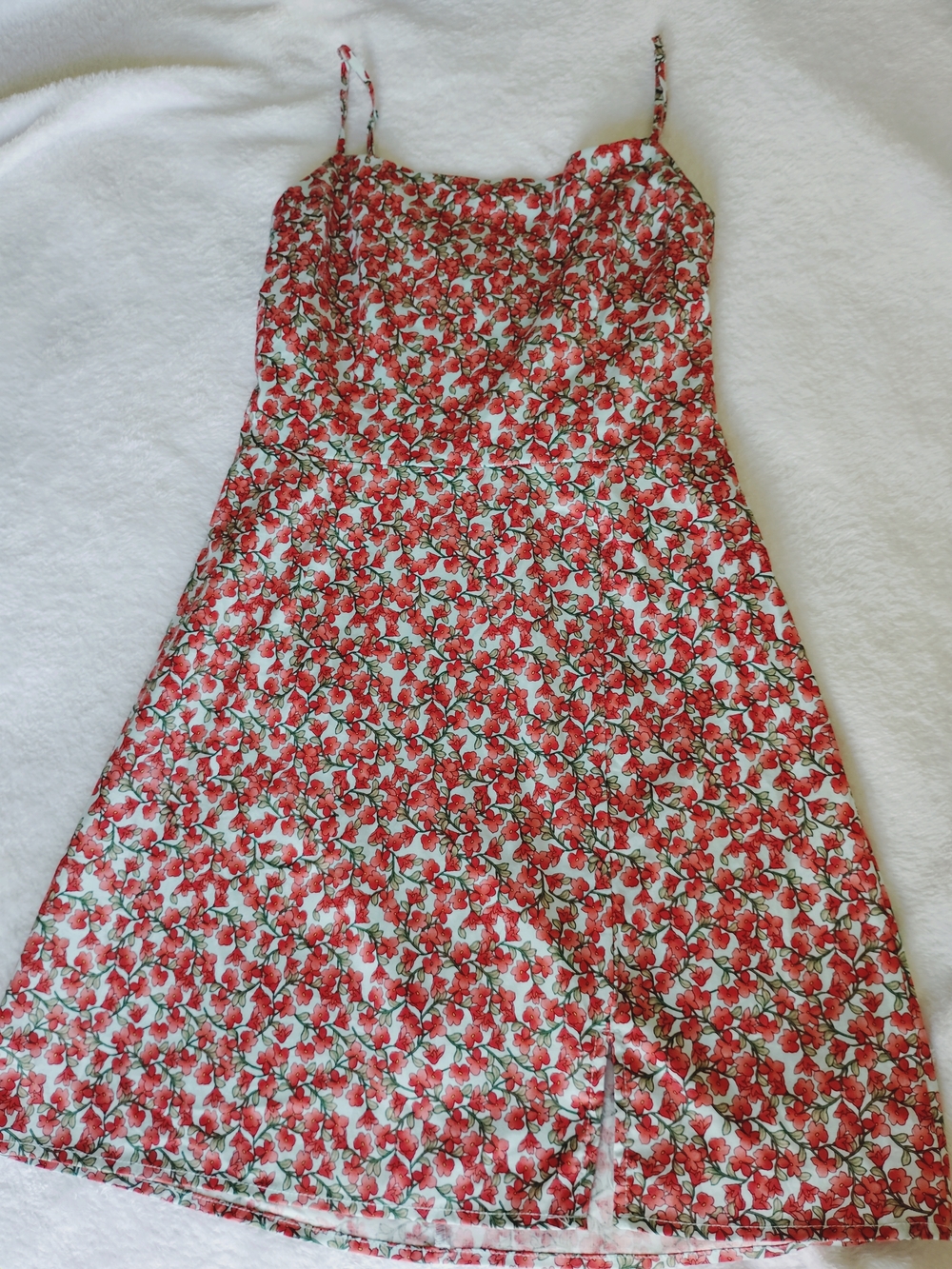 Red Floral Spaghetti-Strap Mini Dress Youth 11, Summer Dress